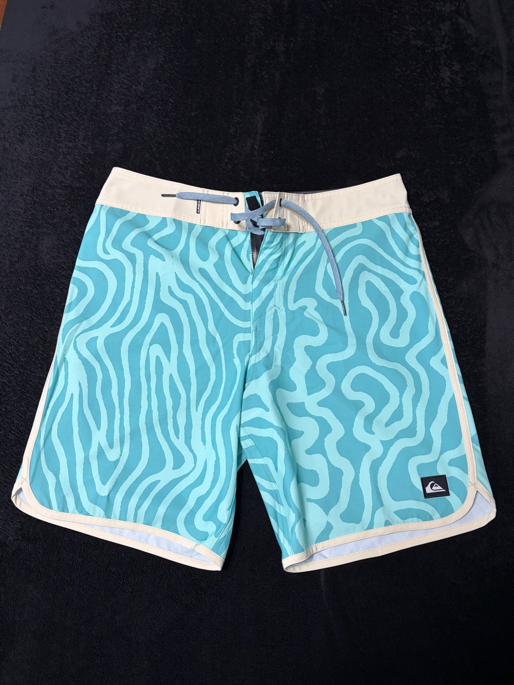 Quiksilver Aqua Teal Wave-Pattern Board Shorts